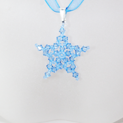 Pendant 30cm - Delphinus-Blue Organza - Pendant 30cm - Laiton argenté